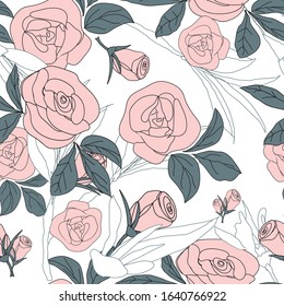 Roses pattern with a transparent  background.floral vector seamless repeat pattern perfect for fabric and textiles, wall paper, greeting cards, home decor products and packaging 