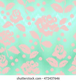Roses pattern. Vector hand drawn painting flowers on a gradient backdrop.