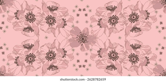  Roses padrão em estilo vintage para embalagem, tecido, papel de parede