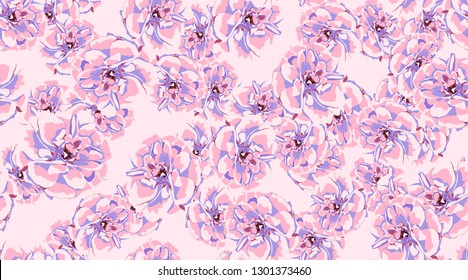 Roses Pattern, Watercolor Flowers, Vintage Rustic Background. Decorative Elements for Wedding Card Invitation. Spring Peony, Seamless Floral Pattern. Elegant Feminine Print for Fabric. Retro Pattern.