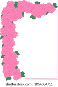 Roses pink frame with line