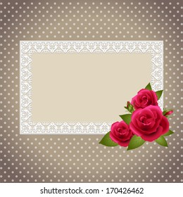 roses and polka dot patterned invitations