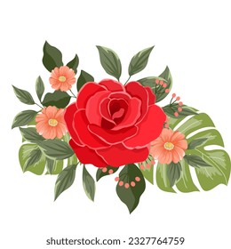 Roses Red and flowers  vector for decoration , wedding card , innovation