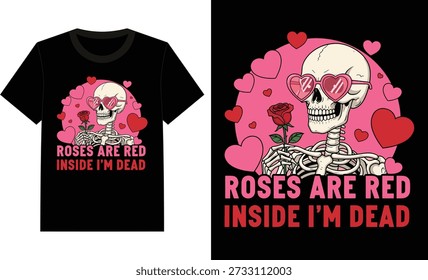 Las rosas son rojas por dentro Estoy muerto Divertido Vector oscuro de San Valentín
