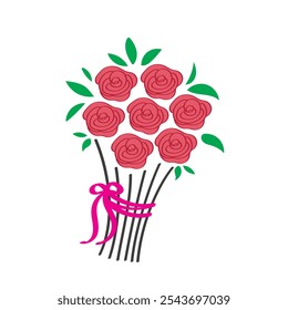 Roses, Rose Bouquet Vector Image, Rose Flower Clip Art, Decorative Element Rose Flower Bouquet.