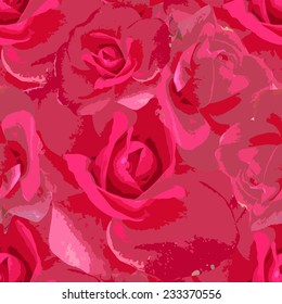 Roses seamless background of flowers. Vector