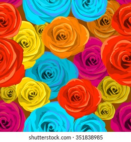 Roses seamless background. Vector