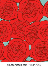 Roses. Seamless floral background. Vector illustration.