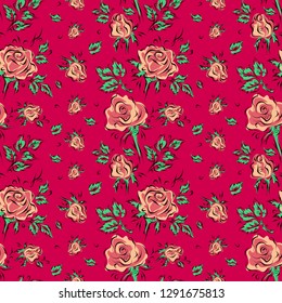 roses, seamless floral pattern, summer, Wallpapers, textiles, vector graphics