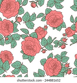 Roses . Seamless pattern 3. Vector background