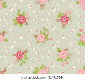 Roses seamless pattern, classic floral background 