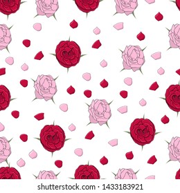  Roses seamless pattern. Endless floral texture. Floral print for clothes, mugs and cover.