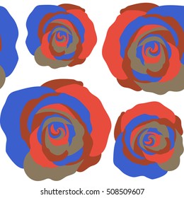 Roses seamless pattern with flowers in Victorian style. Abstract rose background in blue colors. Floral illustration. Vector vintage design. Bouquet of retro plants.