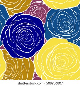 Roses seamless pattern with flowers in Victorian style. Abstract rose background. Floral illustration. Vector vintage design. Bouquet of retro plants.
