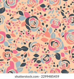 Patrón sin fisuras de rosas. Dibujo gráfico. Ilustración vectorial. Diseño de decoración, decoración de paredes, papel pintado, cubierta, carteles y tarjetas. 
