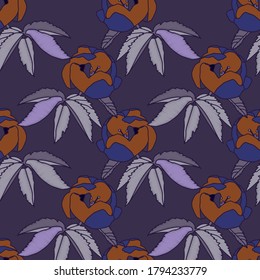 Roses Seamless Pattern Image White Colored Background Composition Textile Advertising.