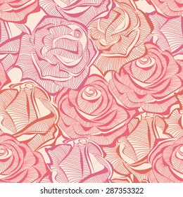 Roses seamless pattern, rose stems texture