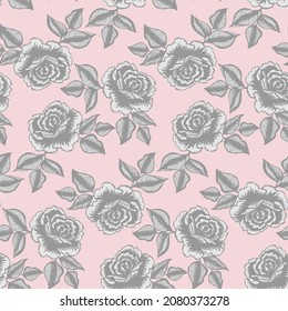 Roses seamless pattern for textile, spring flower.Hand drawn summer flower pattern