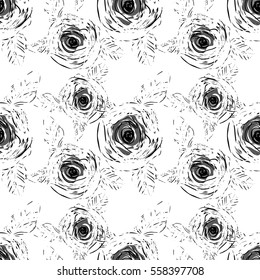 Roses seamless pattern. Vector design template.