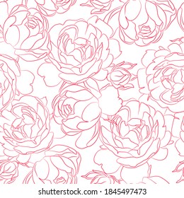 Roses Seamless pattern, vector floral illustration. Nature background