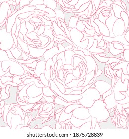 Roses Seamless pattern, vector floral illustration. Nature background