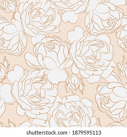 Roses Seamless pattern, vector floral illustration. Nature background