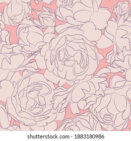 Roses Seamless pattern, vector floral illustration. Nature background
