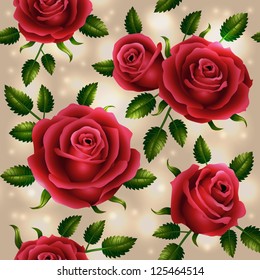 Roses seamless pattern - vector illustration.