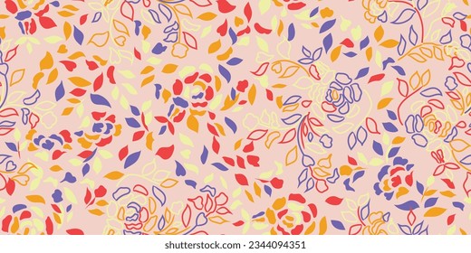 Roses seamless pattern. Vector illustration. Perfect for textiles, paper and wallpaper decoration. 