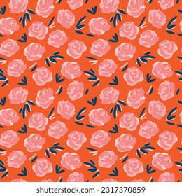 Roses patrón sin fisuras.Impresión veraniega.Diseño de ilustraciones vectoriales para telas de moda, gráficos textiles, impresión.