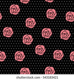 Roses seamless pattern.Vector seamless pattern with roses