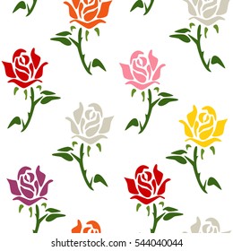 Roses seamless pattern.Vector seamless pattern with roses