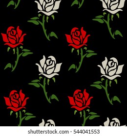 Roses seamless pattern.Vector seamless pattern with roses