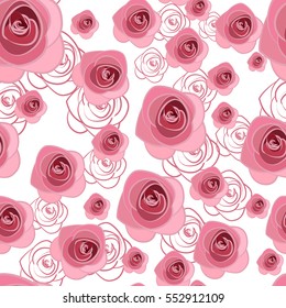 Roses seamless pattern.Vector seamless pattern with roses