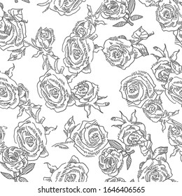 Las rosas son impecables. Patrón romántico sin inconvenientes. Fondo del doodle vectorial con temática floral.
