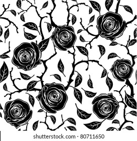 Roses seamless vector pattern