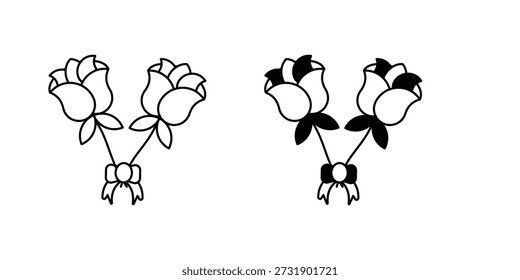 Icono de conjunto de rosas con fondo blanco Vector Ilustración de stock