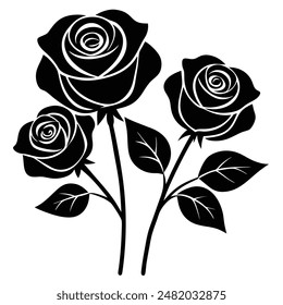 roses set silhouette vector illustration 