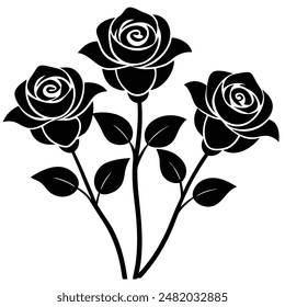 conjunto de rosas silueta Ilustración vectorial 