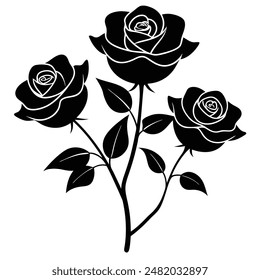 roses set silhouette vector illustration 