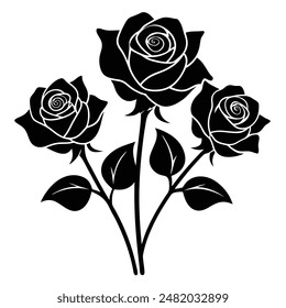 conjunto de rosas silueta Ilustración vectorial 