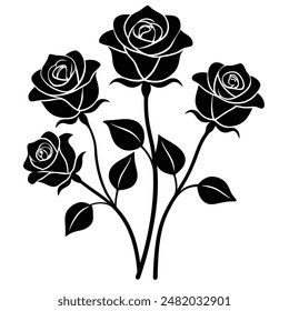 conjunto de rosas silueta Ilustración vectorial 