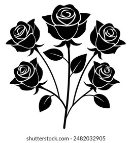 roses set silhouette vector illustration 