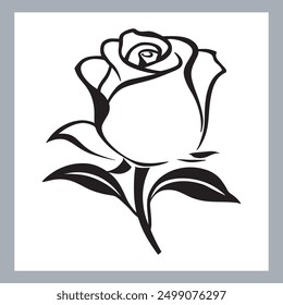 roses set silhouette vector illustration, black silhouette of a flower isolated on a white background, different type of decorative rose with leaves.