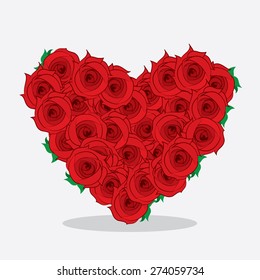 Roses in the shape of a large heart
