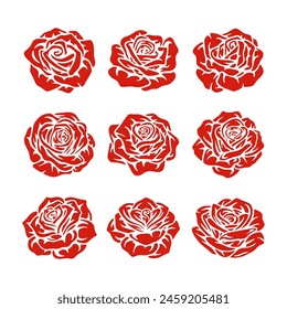 Roses silhouettes flower set. Flower silhoutte. Vector illustration