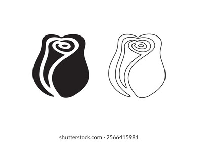 Roses silhouettes icon. Roses flat black icon. Rose Art Beautiful Black and White Rose Illustration, Flowers silhouette icons. Vector isolated Formats EPS on white background
