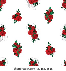 Roses and snakes seamless pattern. Vintage tattoo print.