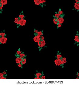 Roses and snakes seamless pattern. Vintage tattoo print.