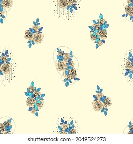 Roses and snakes seamless pattern. Vintage tattoo print.